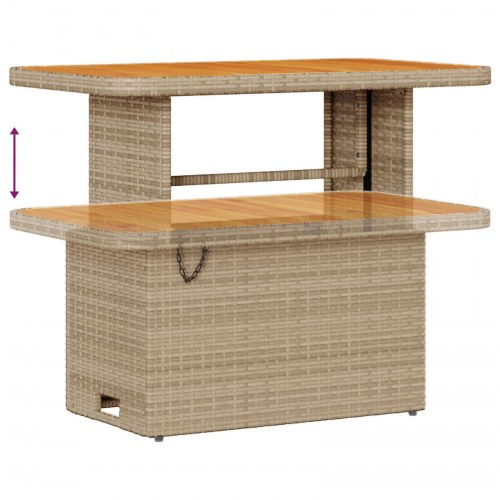 3 Deles Have Spisebord Sæt med Puder Beige Poly Rattan Akacietræ