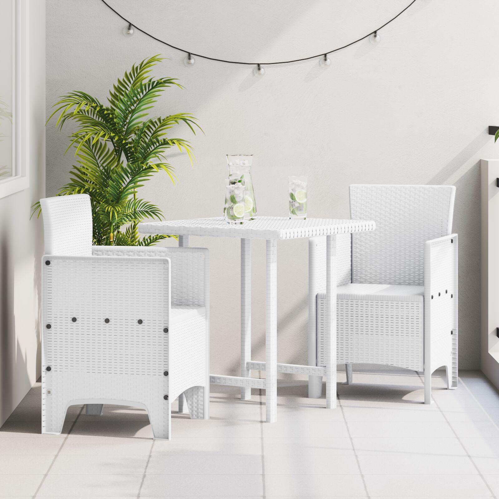 Have stol Sæt af 2 Hvid Plast rattan stil Standard Letvægt