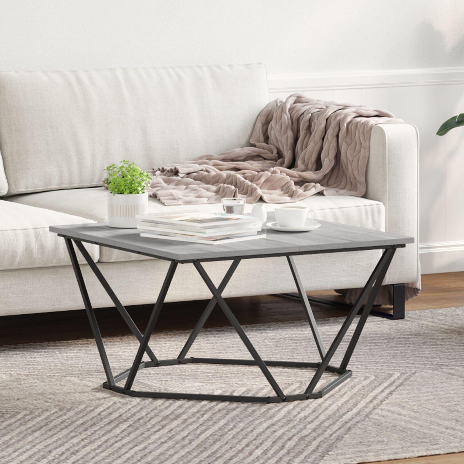 Sofabord Grå sonoma-eg 80 x 80 x 45 cm Ingeniørtræ og stål