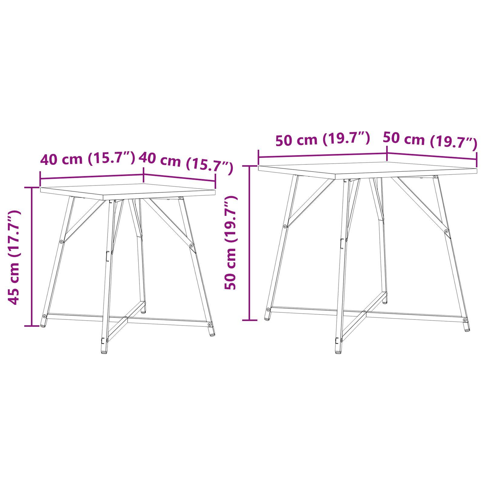 Sidebord 2 stk Sort Egetræ, Ingeniørtræ og Metal