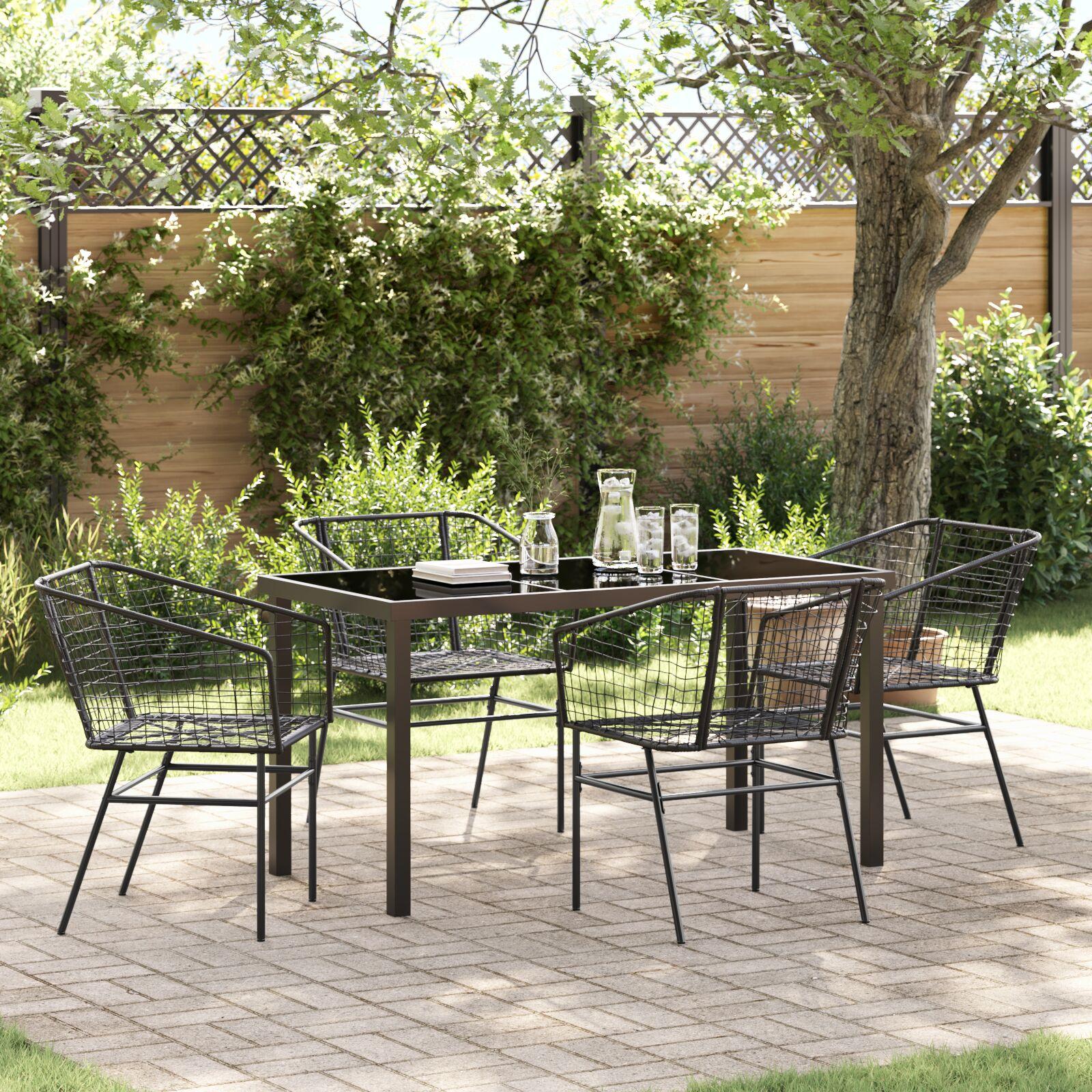 Have Spisebordssæt 5 stk Sort polyrattan