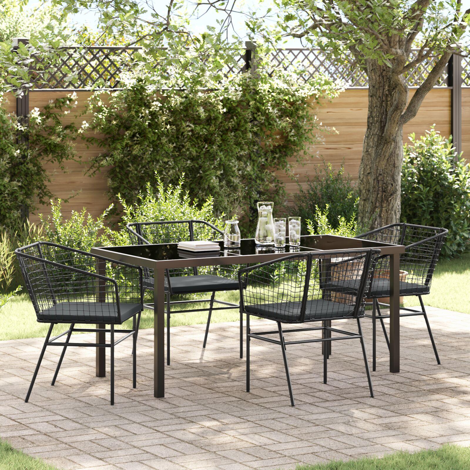 Have spisebordssæt i sort polyrattan - 5 dele, 4 pladser