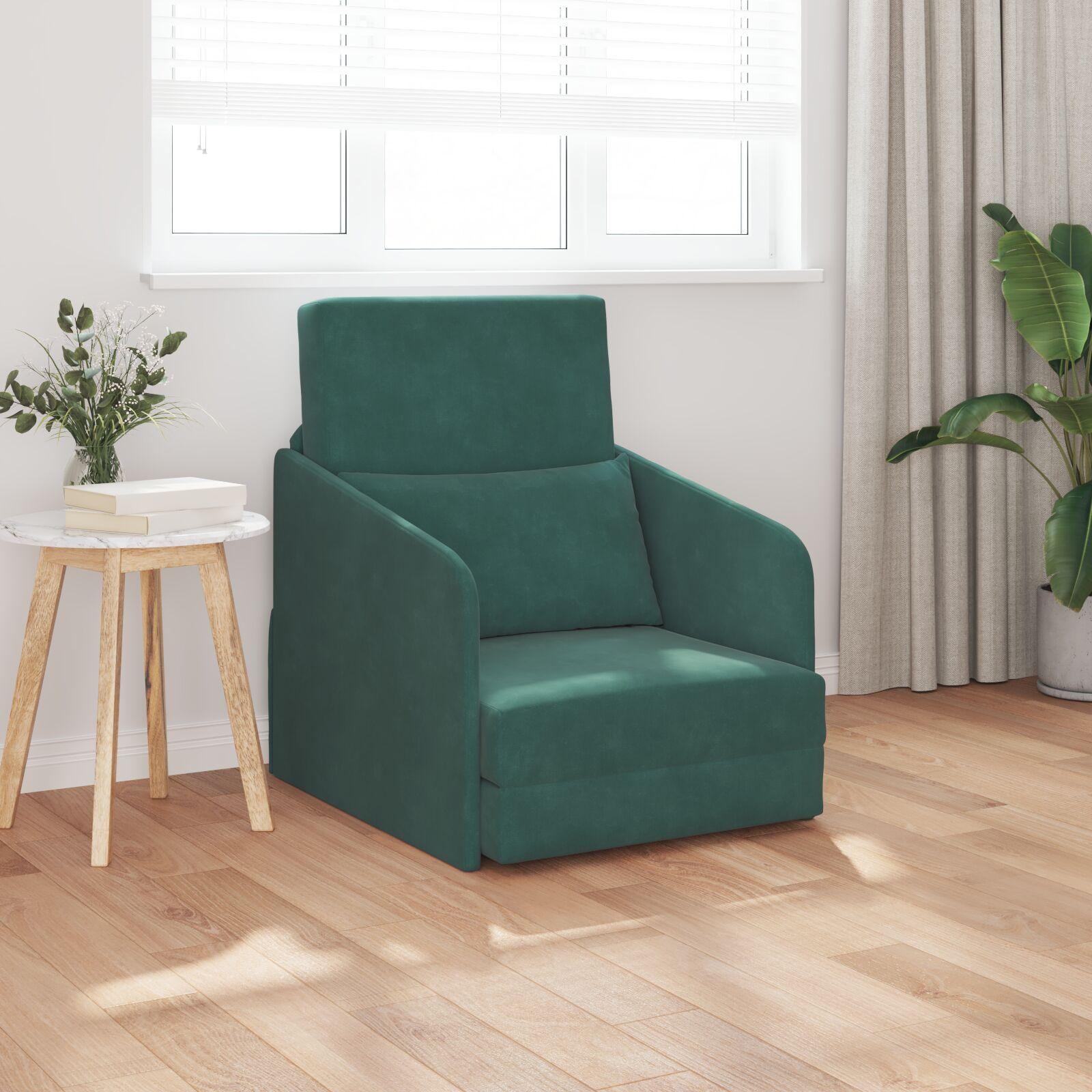Sovesofa i fløjl - mørkegrøn, 65 × 80 × 83 cm