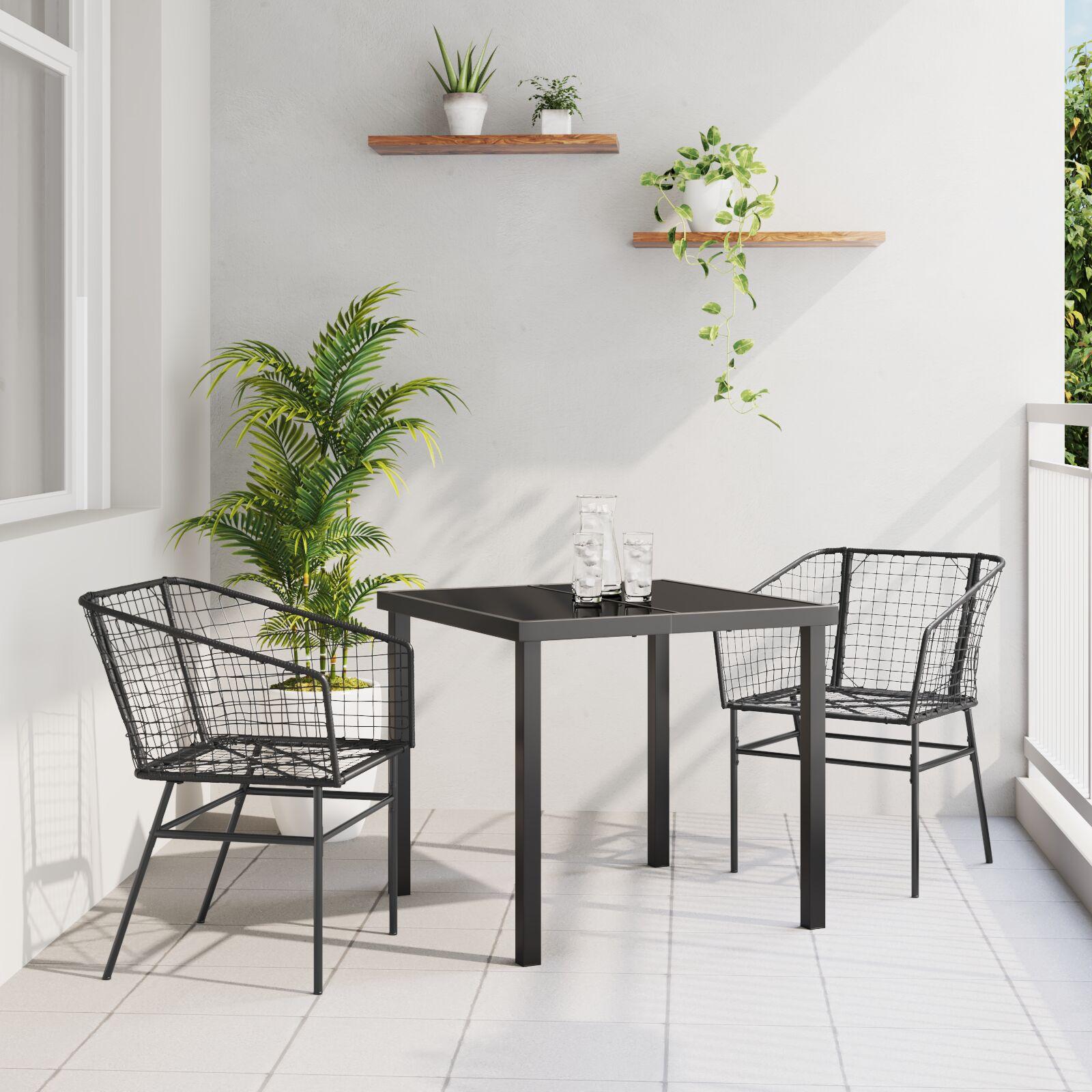 Have Spisebordssæt 3 Dele Polyrattan - Sort / 80 cm / 2-sæders