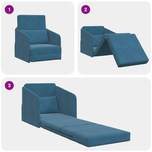 Gulv Sofa Seng 2-i-1 Blå 65x80x83 cm Fløjl