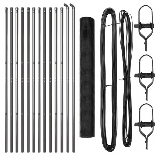 PVC-Belagte Hegn Stolpe Sæt Sæt af 2 Grå PVC-belagt metal