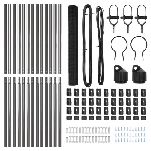 PVC-Belagte Hegn Stolpe Sæt Sæt af 2 Grå PVC-belagt metal