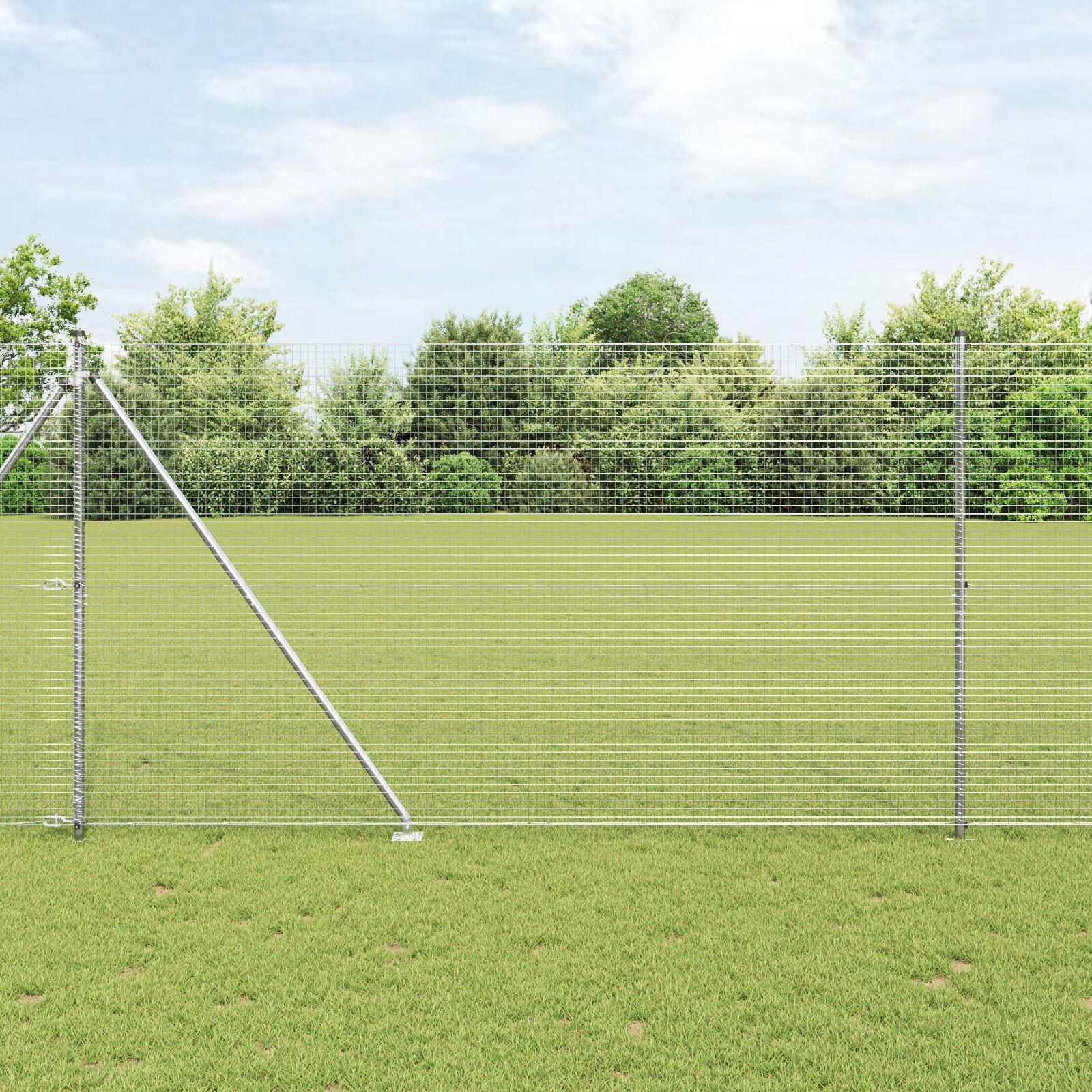 Svejset trådhegn med spidser 25 × 1,6 m - sølv mesh