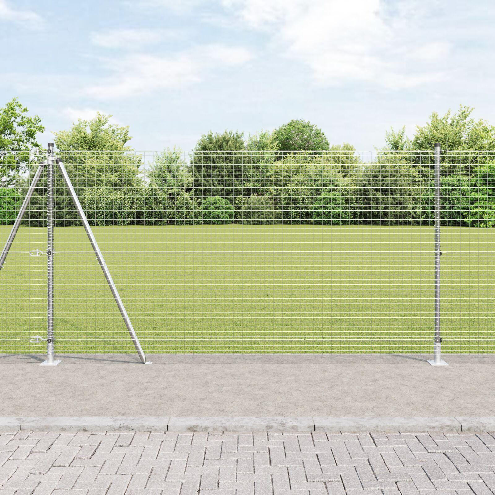 Svejset trådhegn med betonsokkel - 25 × 1,2 m, sølv mesh