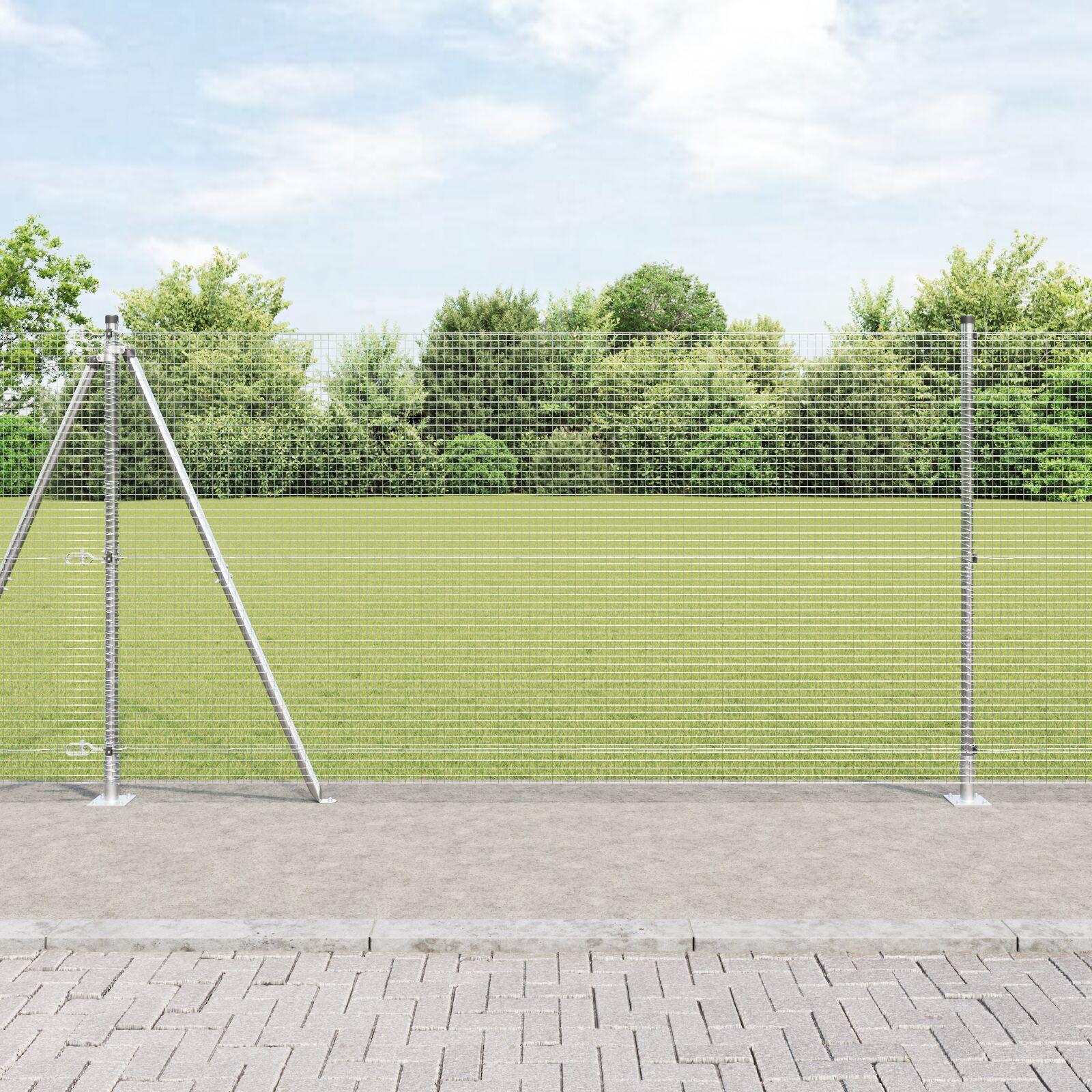 Svejset trådhegn med betonsokkel - 25 × 1,2 m, sølv mesh