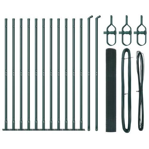 Hegn Stolpe Sæt Sæt af 2 Grøn Stål, PVC 25 x 1 m Holdbar