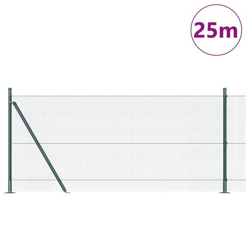 Hegn Stolpe Sæt Sæt af 2 Grøn Stål, PVC 25 x 1 m Holdbar