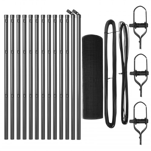 Hegn stolpe sæt Sæt af 2 Grå Stål 25 x 0.5 m Holdbart