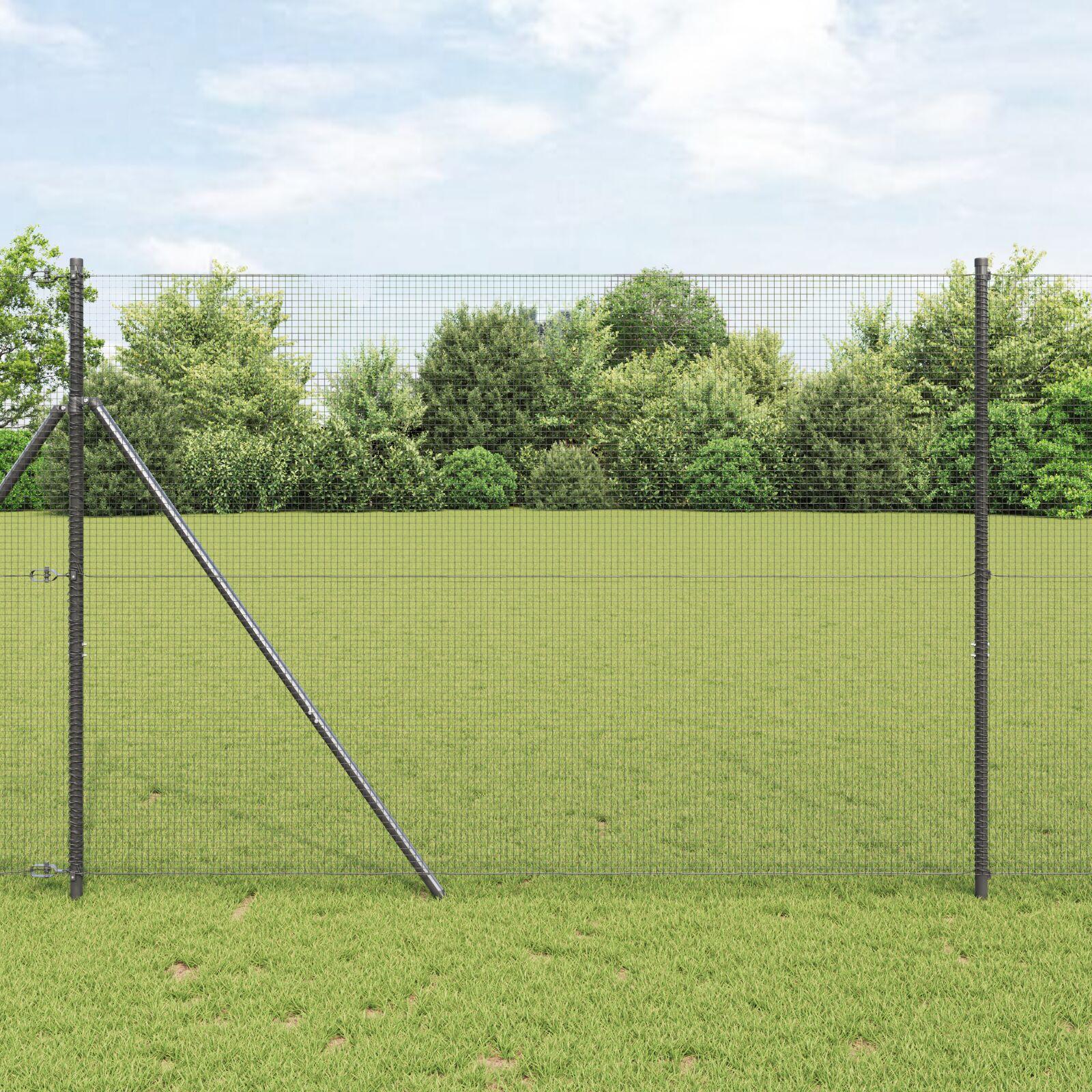 Svejset trådhegn med 7 stolper Grå 1,4x50 m Lumarko stål!
