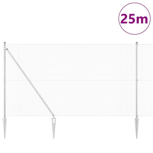 Svejset Trådhegn med 13 Spidse Hegnspæle 1.6x25 m Galvaniseret Stål