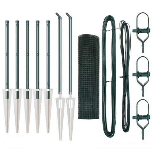 Svejsestålhegn med 7 Pæle Grøn 0.8x10 m Stål