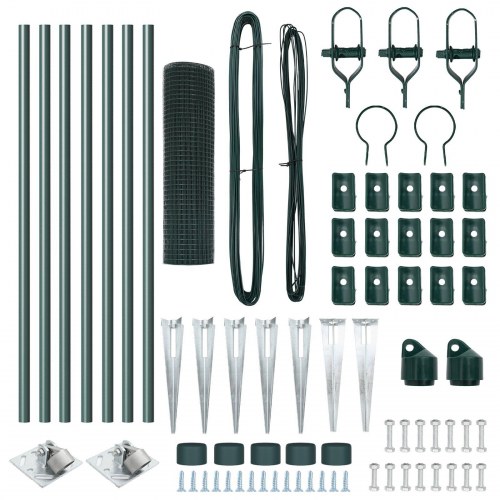Svejsestålhegn med 7 Pæle Grøn 0.8x10 m Stål