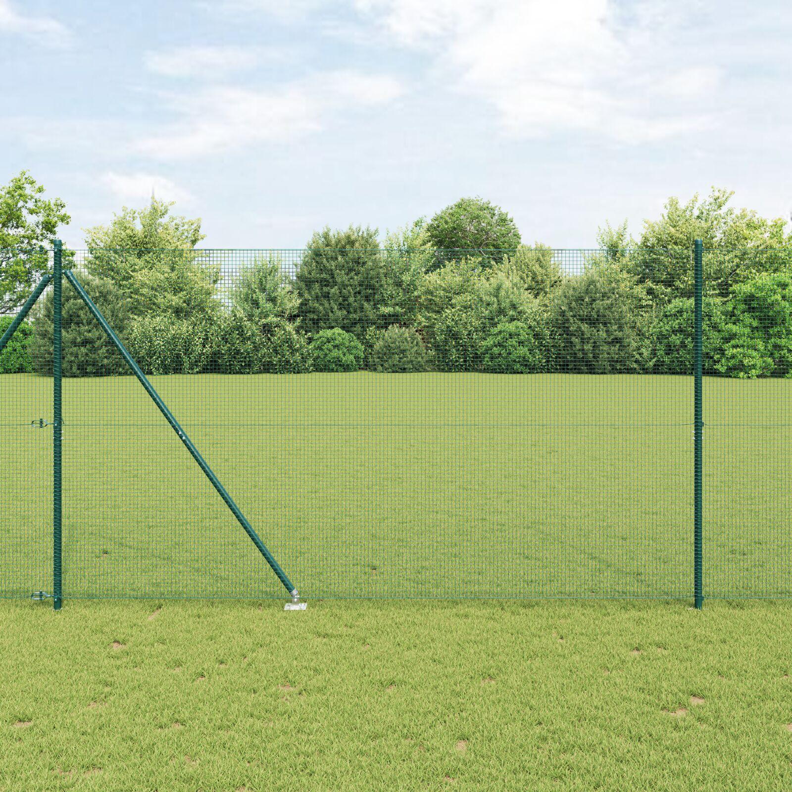 vidaXL Svejset trådhegn med spidser 10 x 1,6 m PVC-belagt Stål Grøn