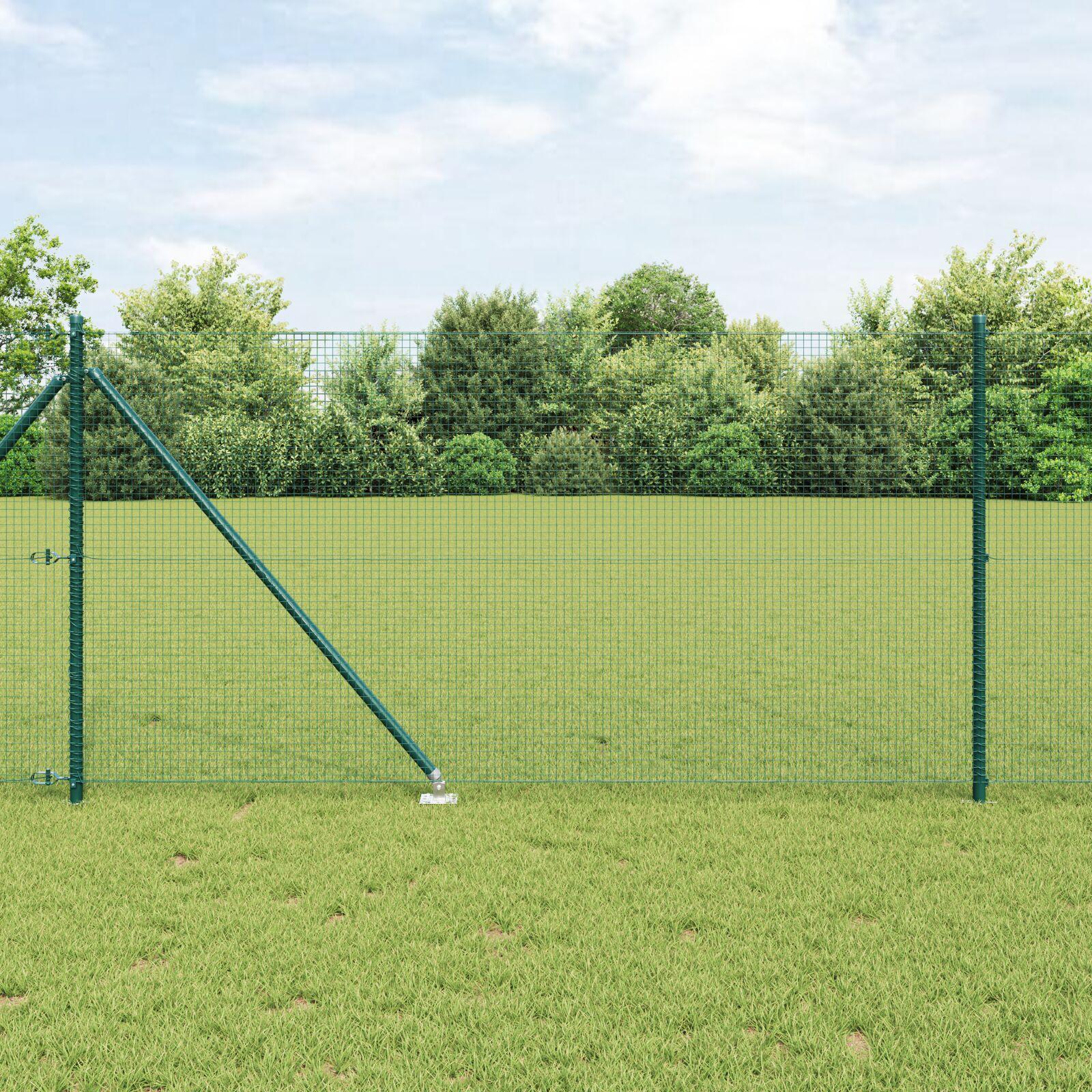 Svejset trådhegn med spidser 25 × 1 m - PVC-belagt stål, grønt