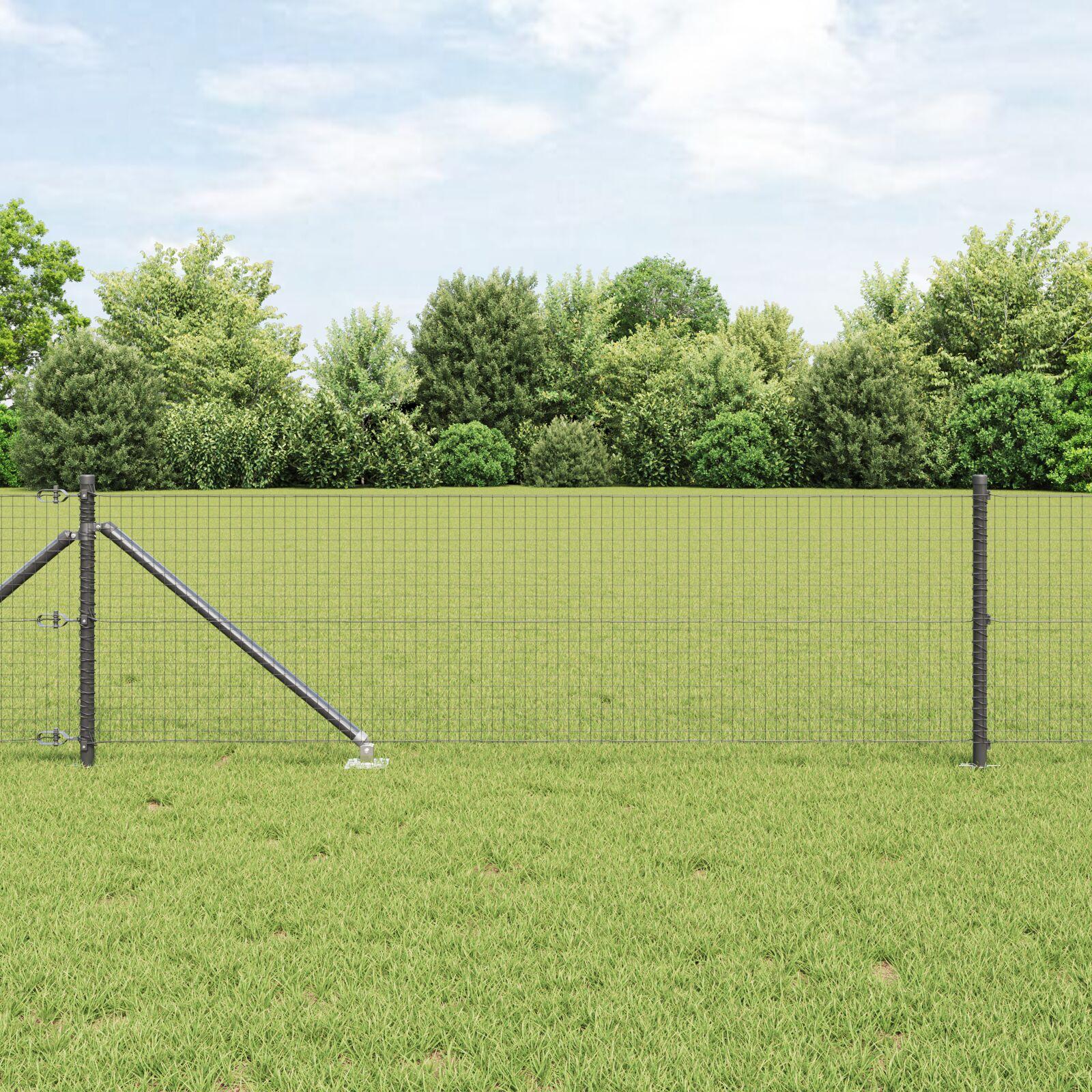 vidaXL Svejset trådhegn med spidser 10 x 0,6 m PVC-belagt Stål Grå