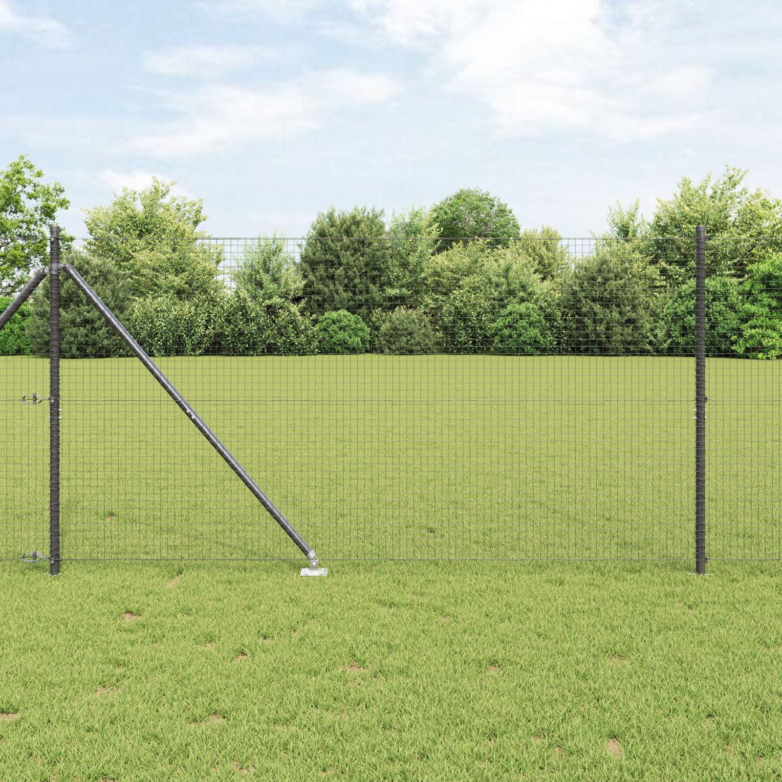 Svejset trådhegn med spidser 10 × 1,2 m - PVC-belagt stål, grå