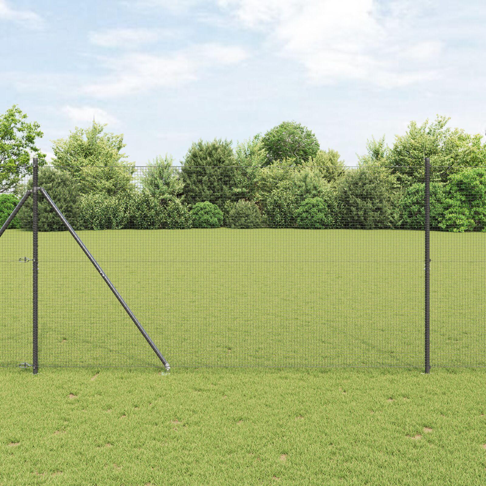vidaXL Svejset trådhegn med spidser 11 x 1,5 m PVC-belagt Stål Grå