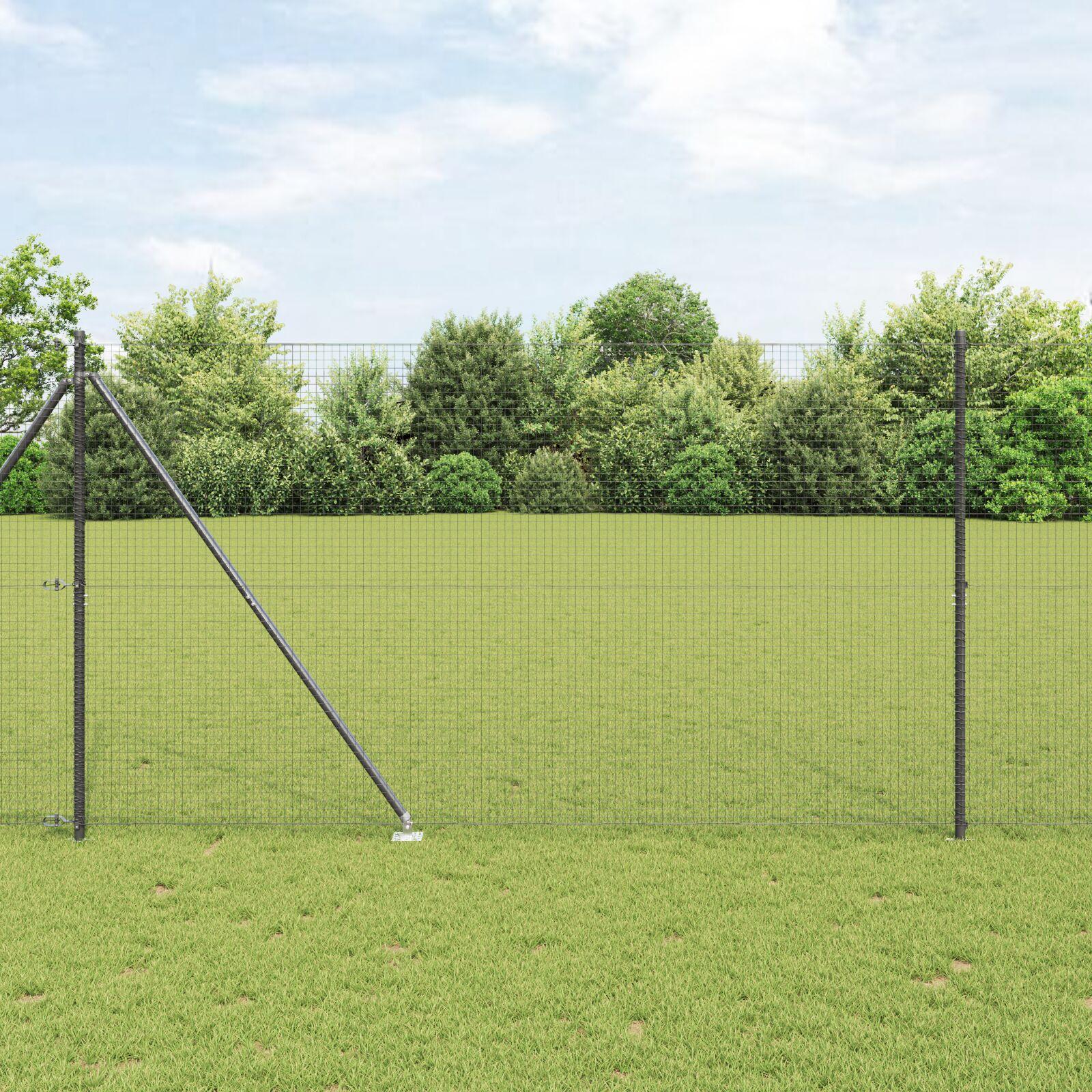vidaXL Svejset trådhegn med spidser 12 x 1,5 m PVC-belagt Stål Grå