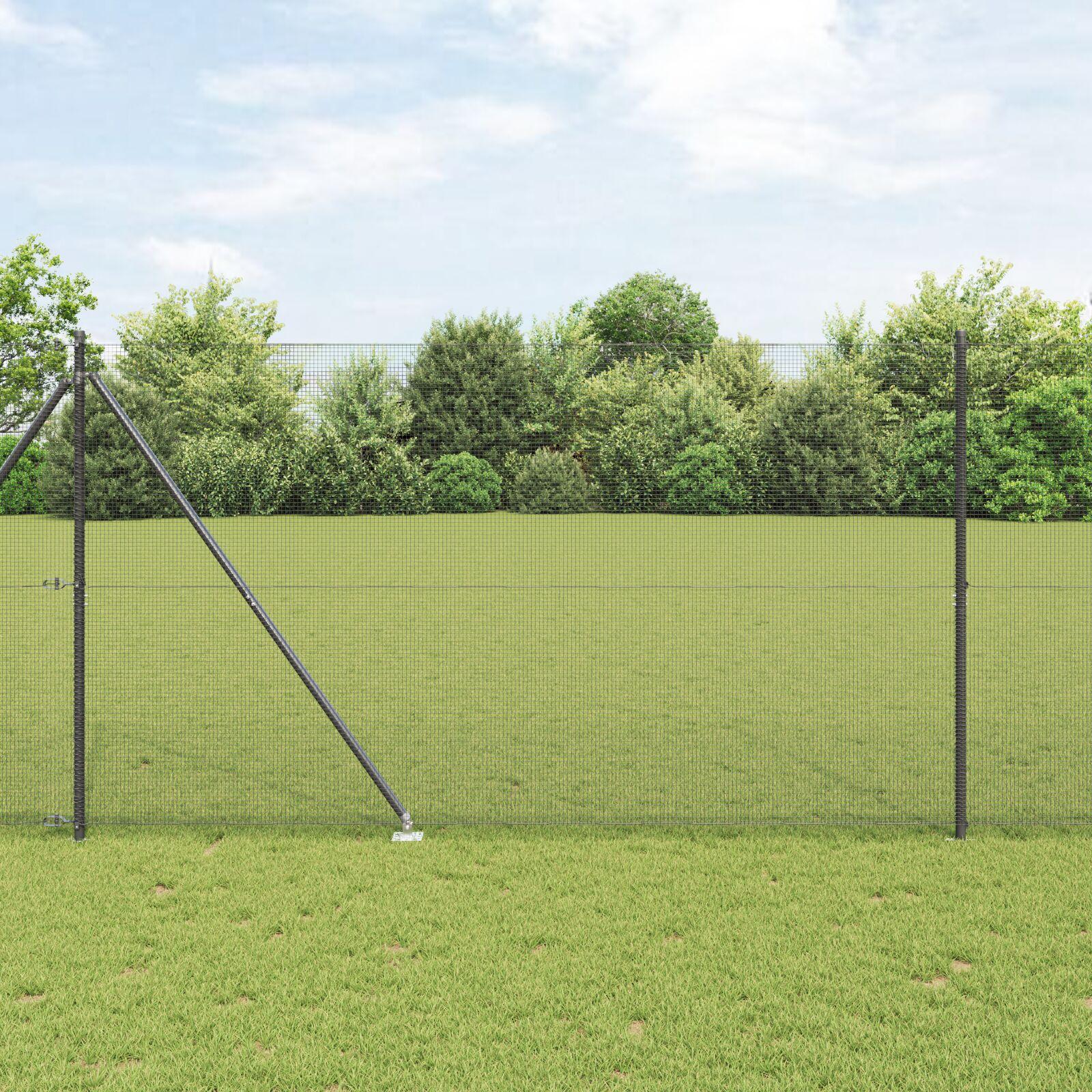vidaXL Svejset trådhegn med spidser 10 x 1,6 m PVC-belagt Stål Grå