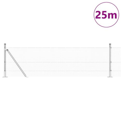 Svejset Trådhegn med 13 Flangerede Pæle 0.6x25 m Galvaniseret Stål