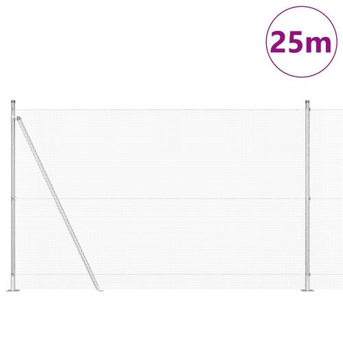 Svejsede trådhegn med 13 flangerede stolper 1,5x25 m galvaniseret stål
