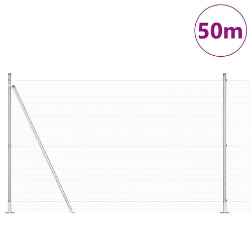Svejset Trådhegn med 13 Flangede Stolper 1,5x50 m Galvaniseret Stål