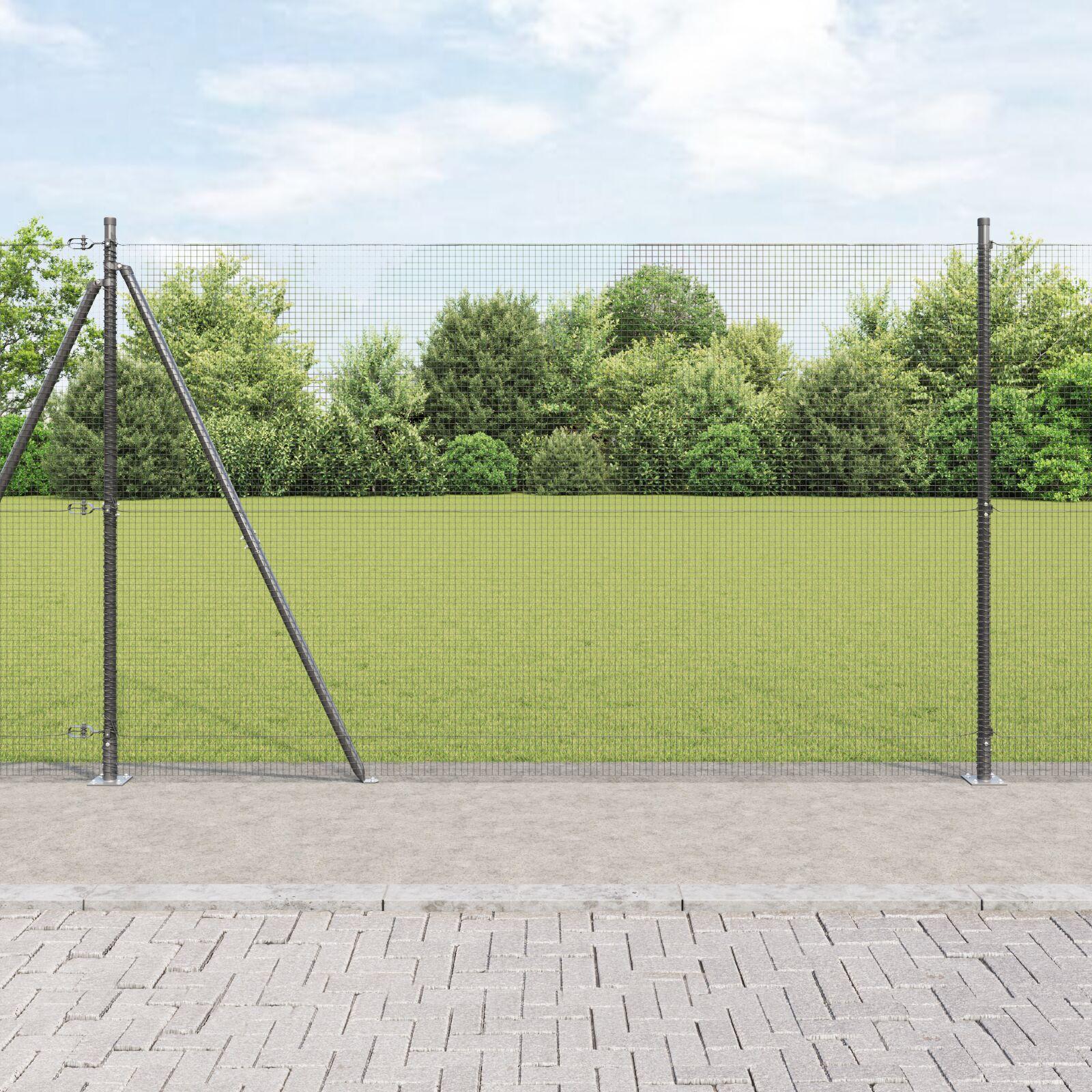 Svejset trådhegn med betonsokkel 25 × 1,5 m - PVC-belagt stål, grå