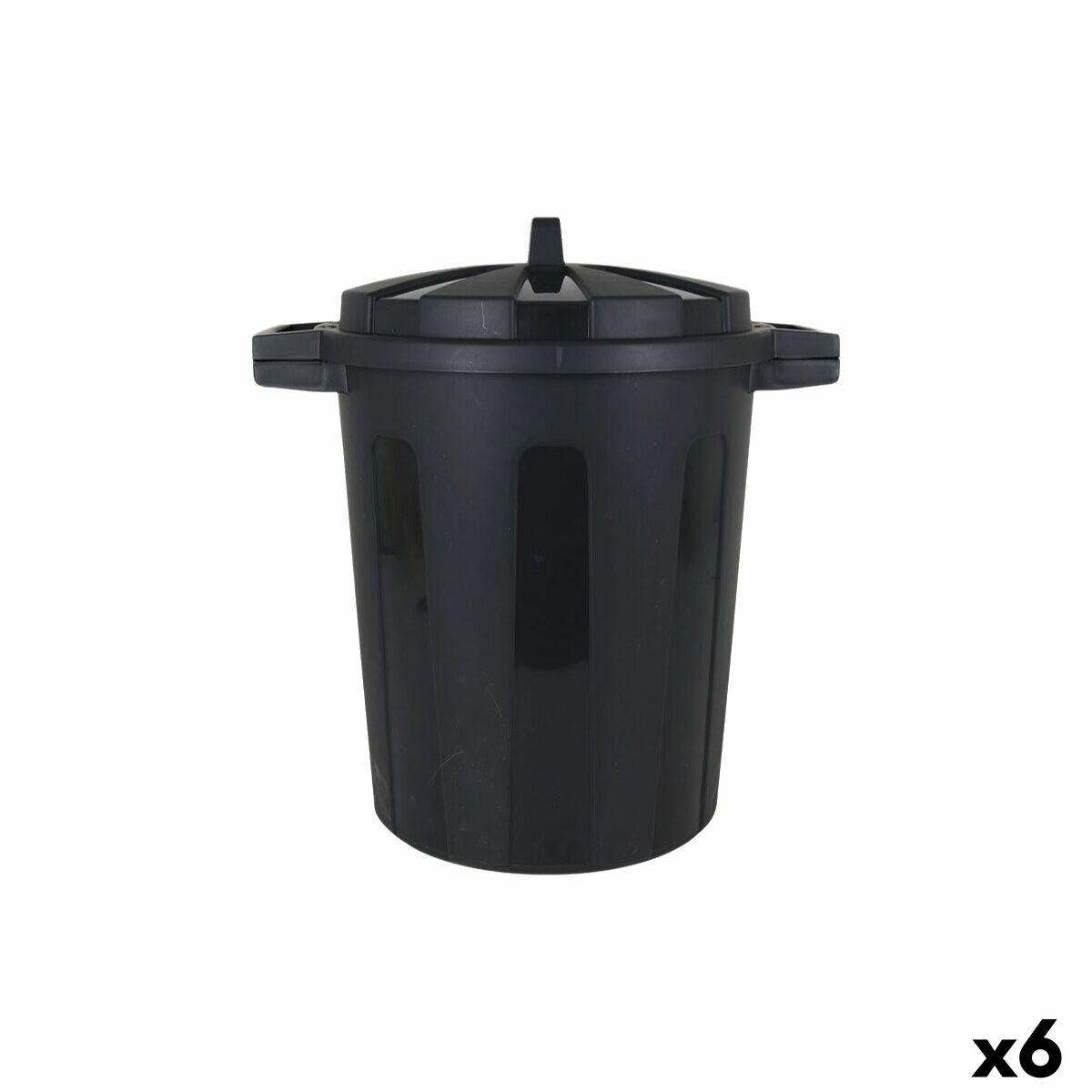 Skraldespand med hjul Dem Sort 25 L (6 enheder)