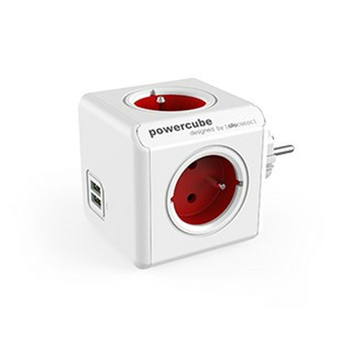 Forlængerledning Spand Allocacoc Powercube Original Usb Type Rød