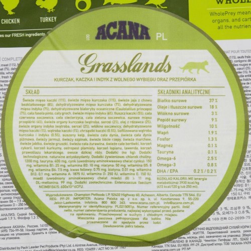 Acana Grasslands kattemad - Kylling, and, kalkun & vagtel, 340 g
