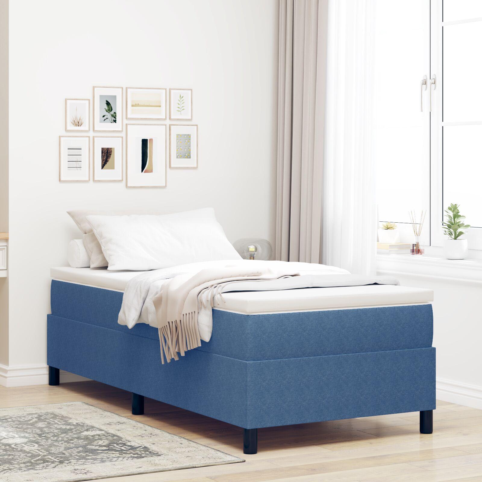 Kontinentalseng Blå og Hvid 203 x 80 x 60 cm Corduroy stof