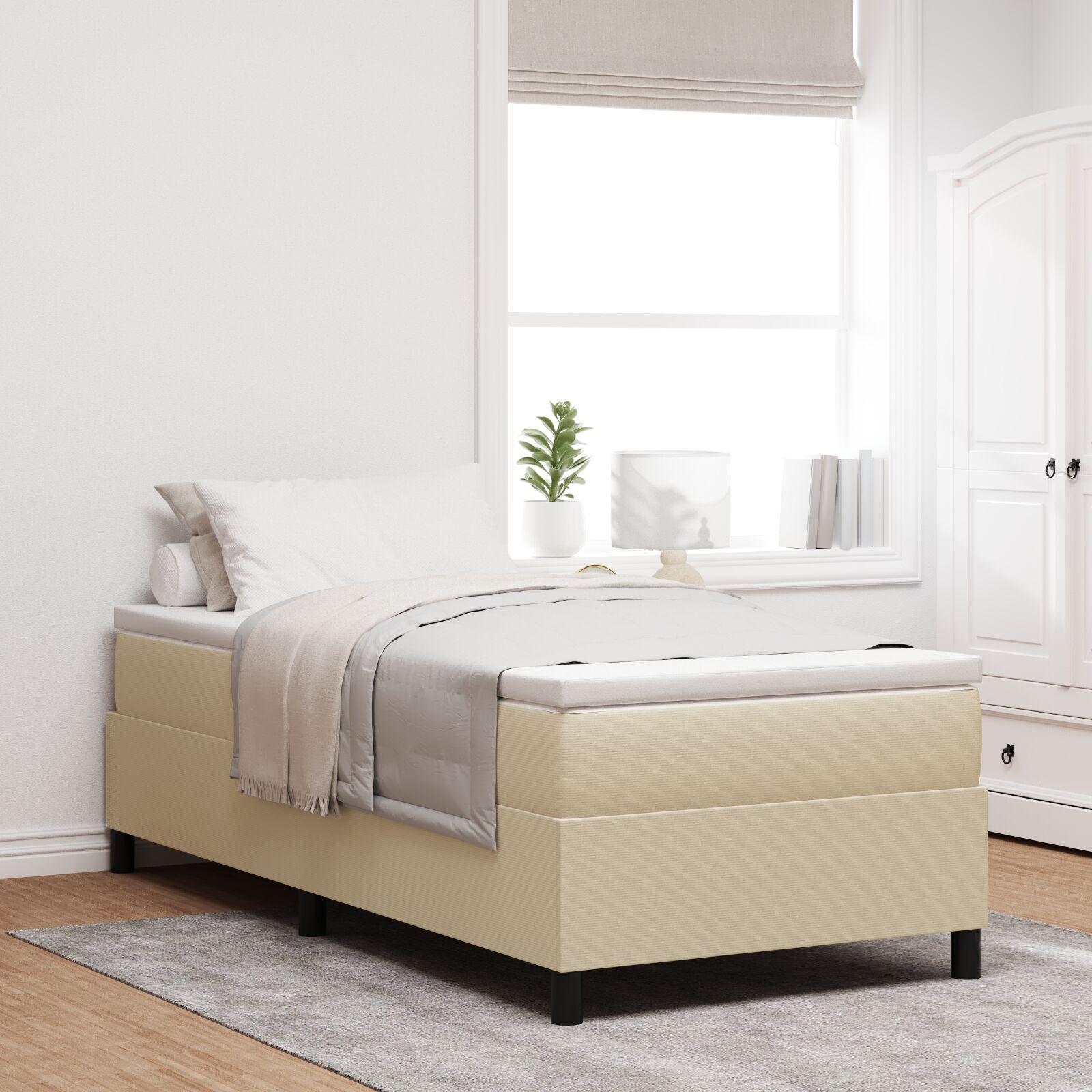 Box Spring Seng Lys Grå Og Hvid 203 X 80 X 60 Cm Corduroy Stof