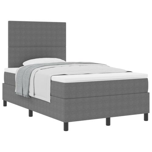 Box Spring Seng med Madras Lysegrå Lille Dobbelt Corduroy Stof
