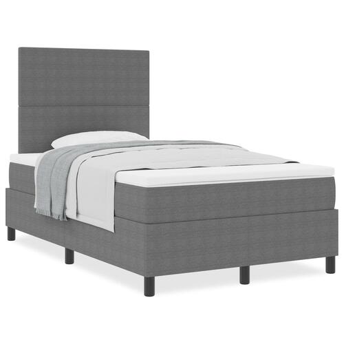 Box Spring Seng med Madras Lysegrå Lille Dobbelt Corduroy Stof
