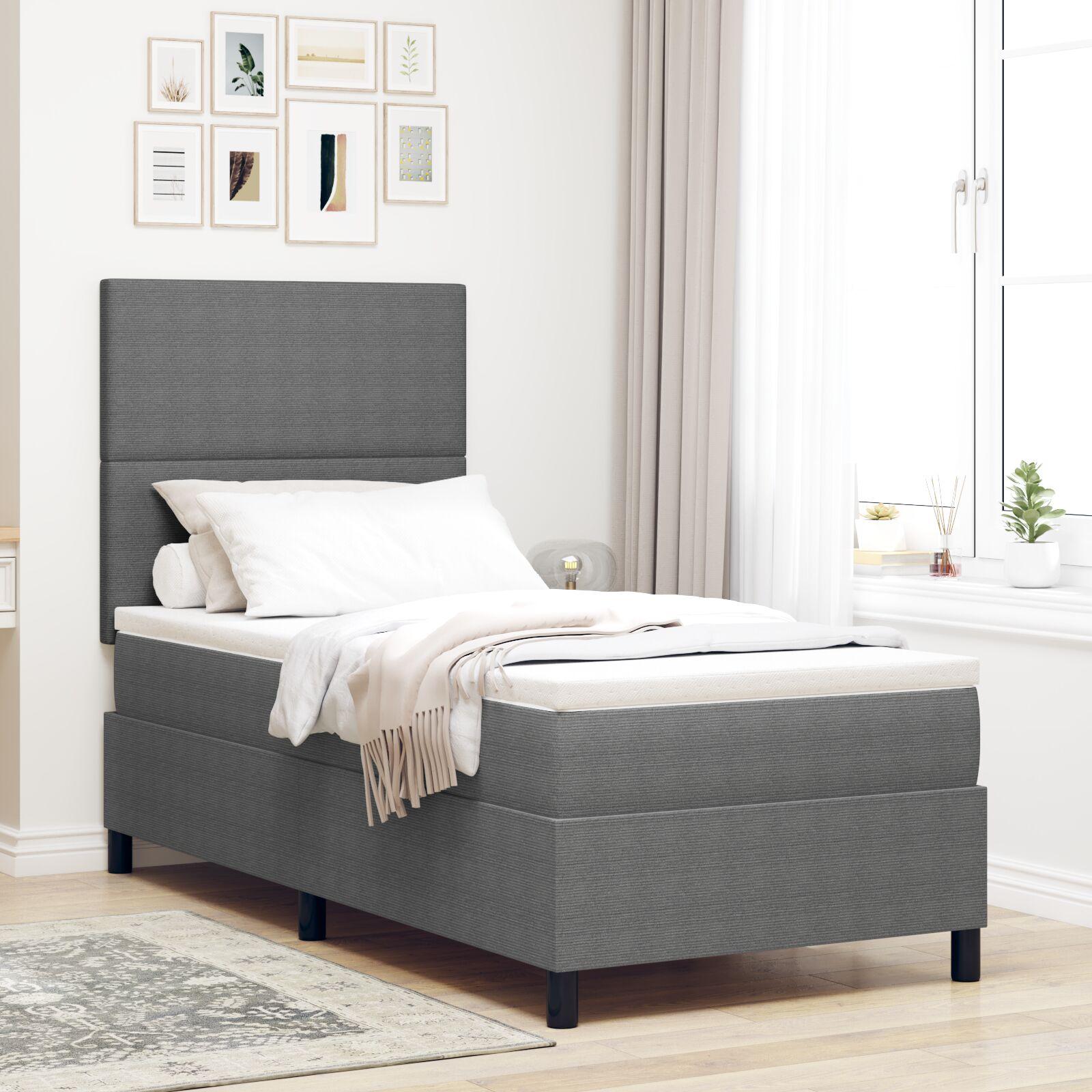 Kontinentalseng Lys Grå og Hvid 203 x 80 x 128 cm Corduroy stof