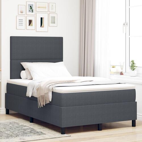 Box Spring Seng med Madras & LED Mørkegrå Lille Dobbelt Corduroy Stof