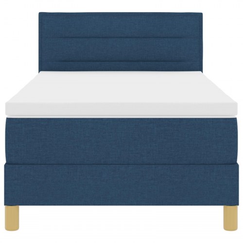 Box Spring Seng med Madras Blå 80x200 cm Stof