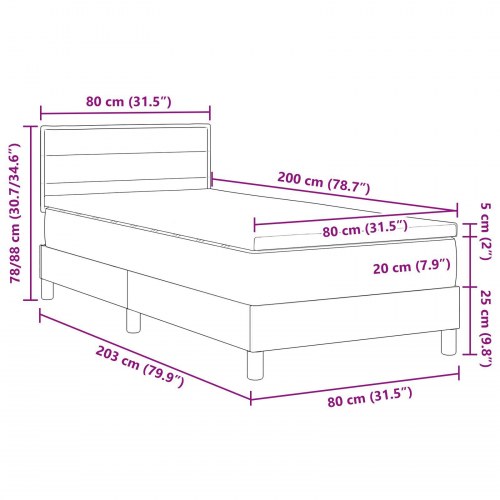 Box Spring Seng med Madras Blå 80x200 cm Stof