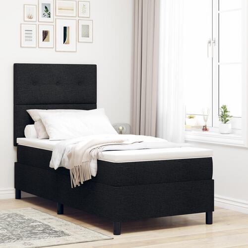 Box Spring Seng med Madras Sort Enkelt Stof