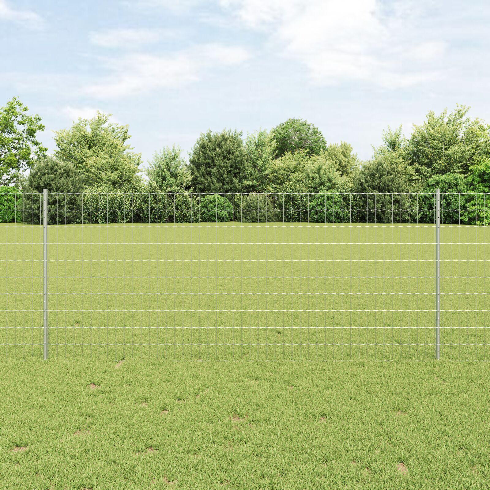 vidaXL Eurohegn med stolpe 25 x 1 m Galvaniseret stål Sølv Mesh