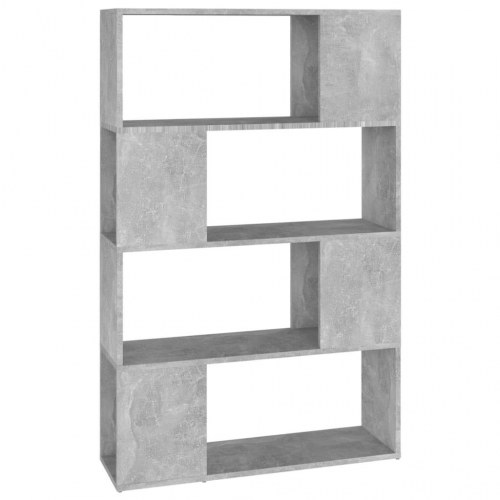 Bogreol/rumdeler 80×24×124,5 cm i konstrueret træ - betongrå