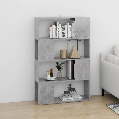 Bogreol/rumdeler 80×24×124,5 cm i konstrueret træ - betongrå