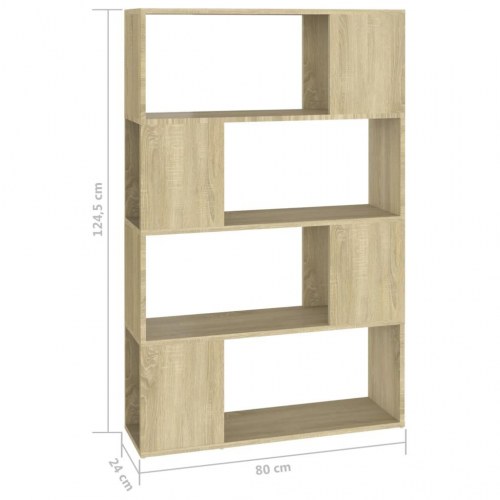 Bogreol/rumdeler 80×24×124,5 cm i konstrueret træ - sonoma-eg