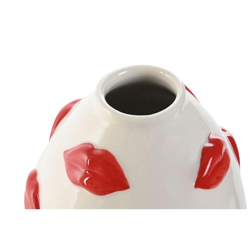 Vase Home ESPRIT Hvid Rød Dolomite 15 x 15 x 22,5 cm