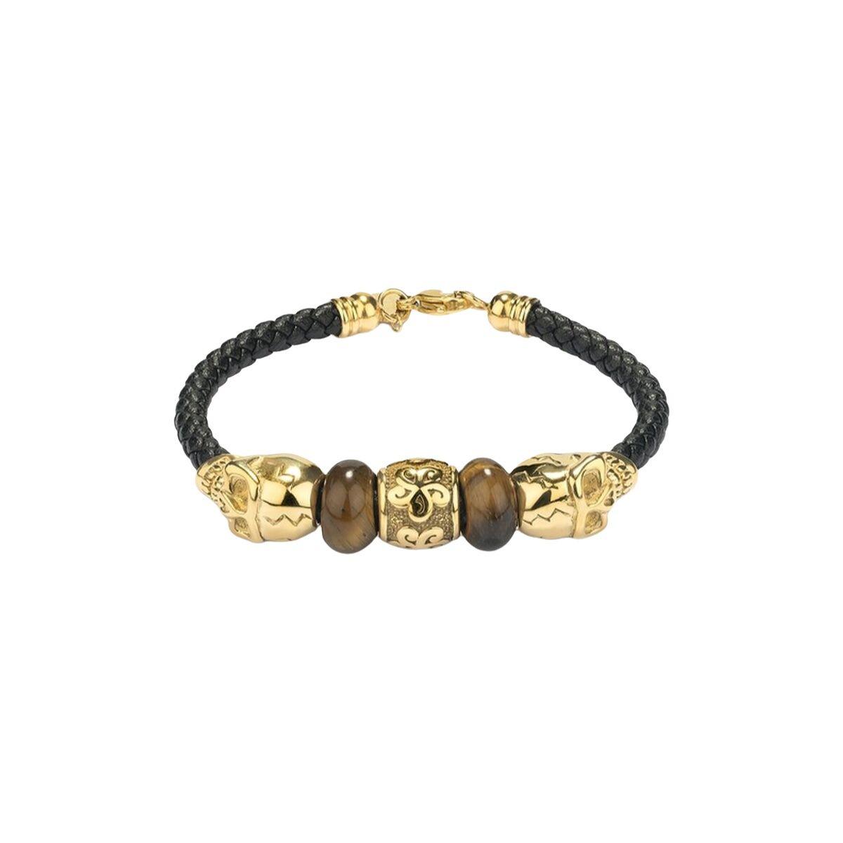 Radiant RH000185 armbånd til mænd - sort flet med gyldne detaljer